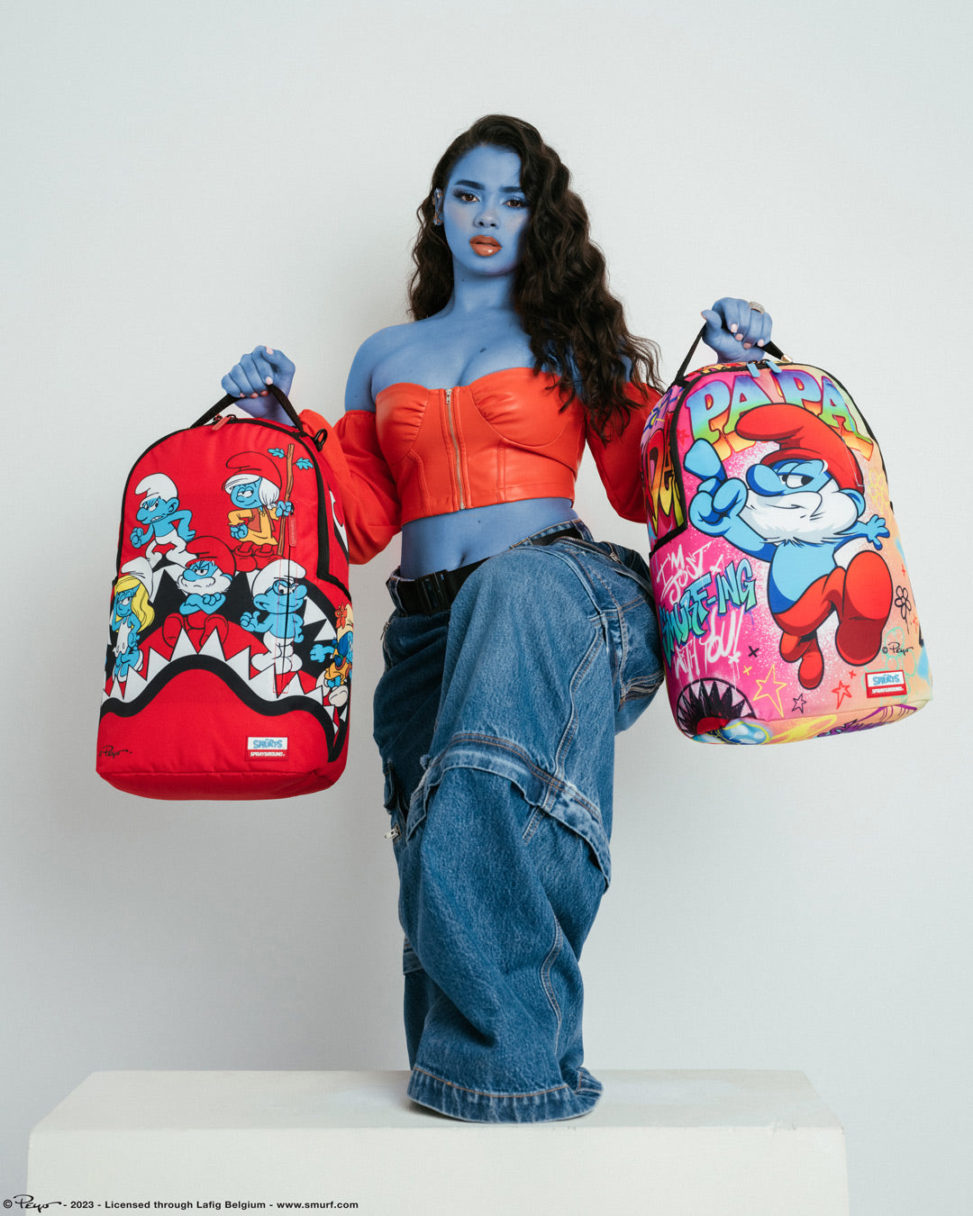 SPRAYGROUND SMURFS SHARK BOUNCE BACKPACK