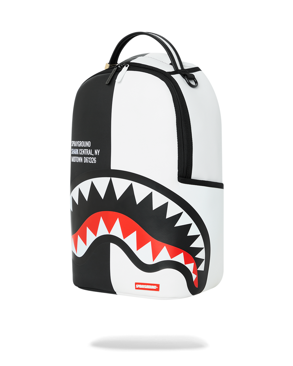 SPRAYGROUND SHARK CENTRAL SPLIT BACKPACK BLK/WHT (DLXV)