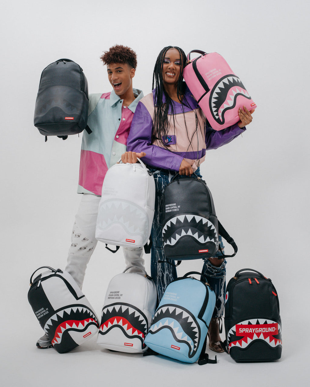 SPRAYGROUND SHARK CENTRAL SPLIT BACKPACK BLK/WHT (DLXV)