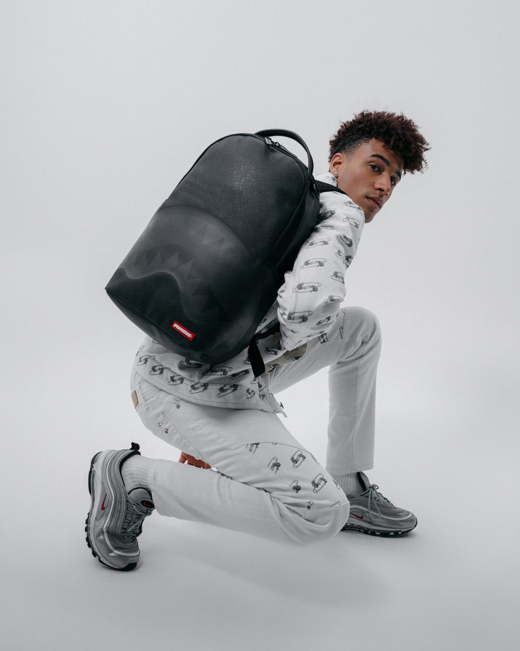 SPRAYGROUND SHARK CENTRAL (BLK ON BLK) BACKPACK (DLXV)