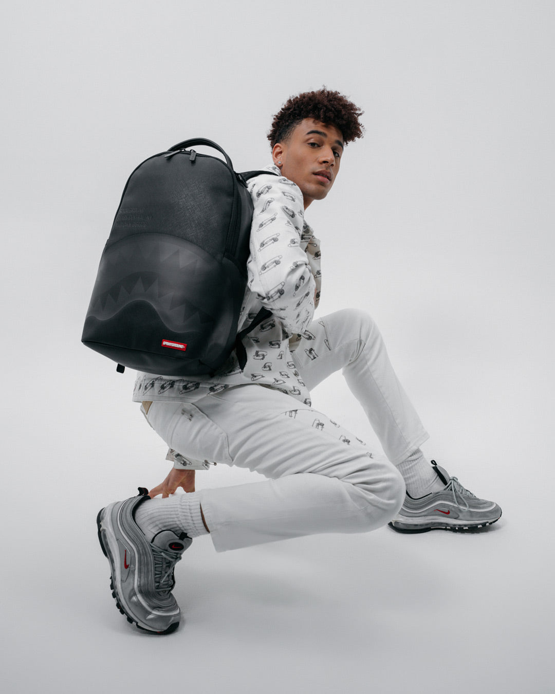 SPRAYGROUND SHARK CENTRAL (BLK ON BLK) BACKPACK (DLXV)