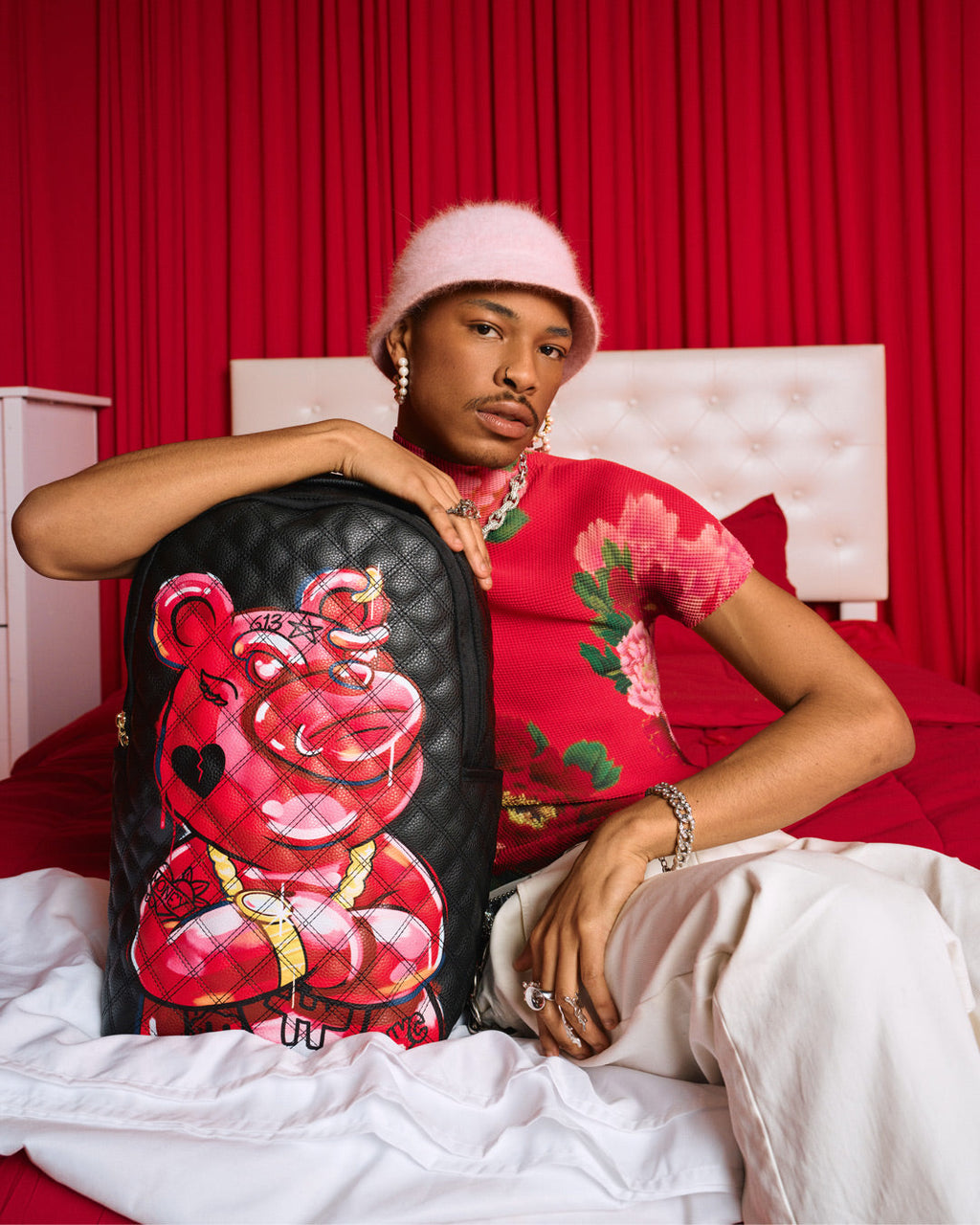 SPRAYGROUND QUILT HAND PAINTED DIABLO BEAR BACKPACK (DLXV)