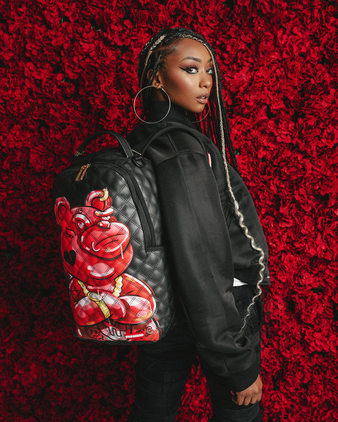 SPRAYGROUND QUILT HAND PAINTED DIABLO BEAR BACKPACK (DLXV)