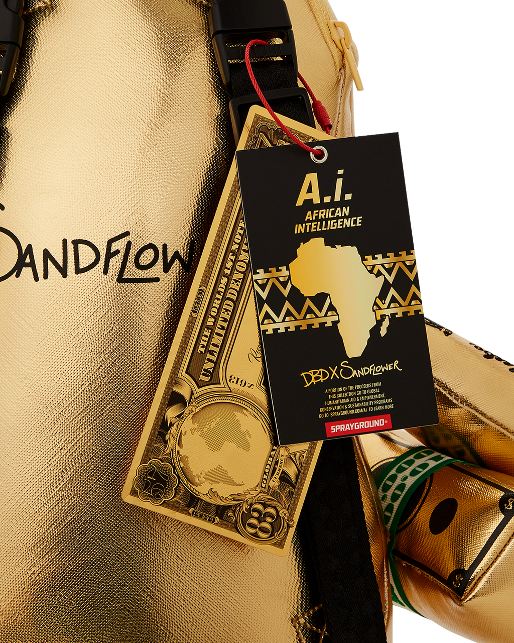 SPRAYGROUND A.I.8 AFRICAN INTELLIGENCE PATH TO THE FUTURE II MEDIUM MONEYBEAR TEDDYBEAR BACKPACK
