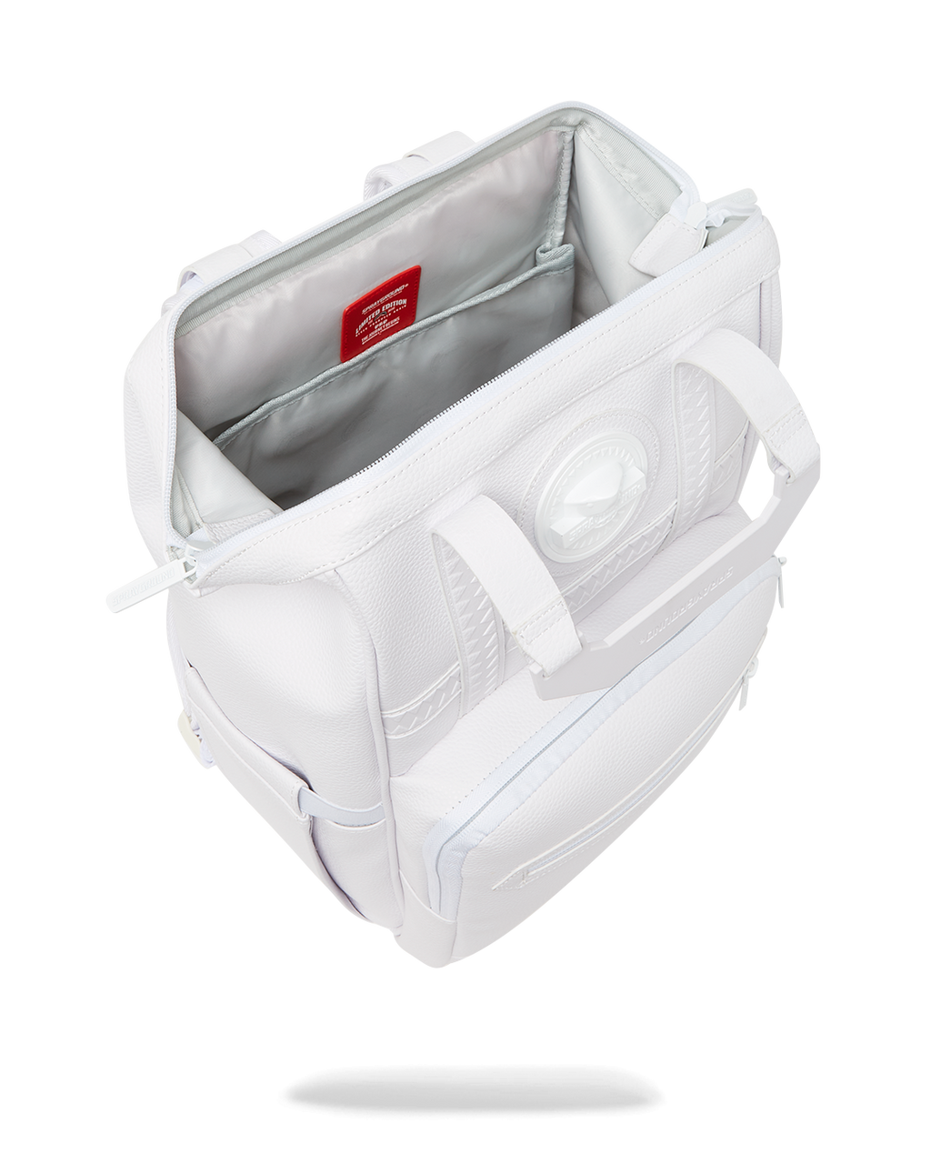 SPRAYGROUND HEAVY METAL SHARK WHITE OUT BIZ TOP OPENER BACKPACK
