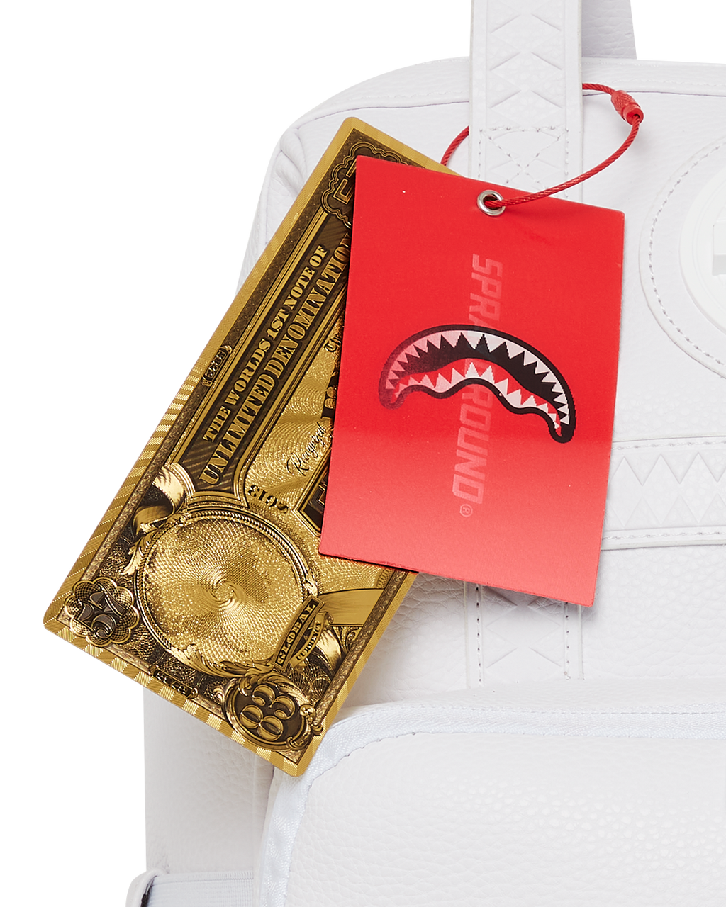 SPRAYGROUND HEAVY METAL SHARK WHITE OUT BIZ TOP OPENER BACKPACK