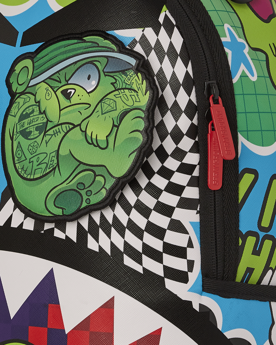 SPRAYGROUND PSYCHO WORLD OF FUN BACKPACK (WITH REMOVABLE VELCRO EYE PATCHES)
