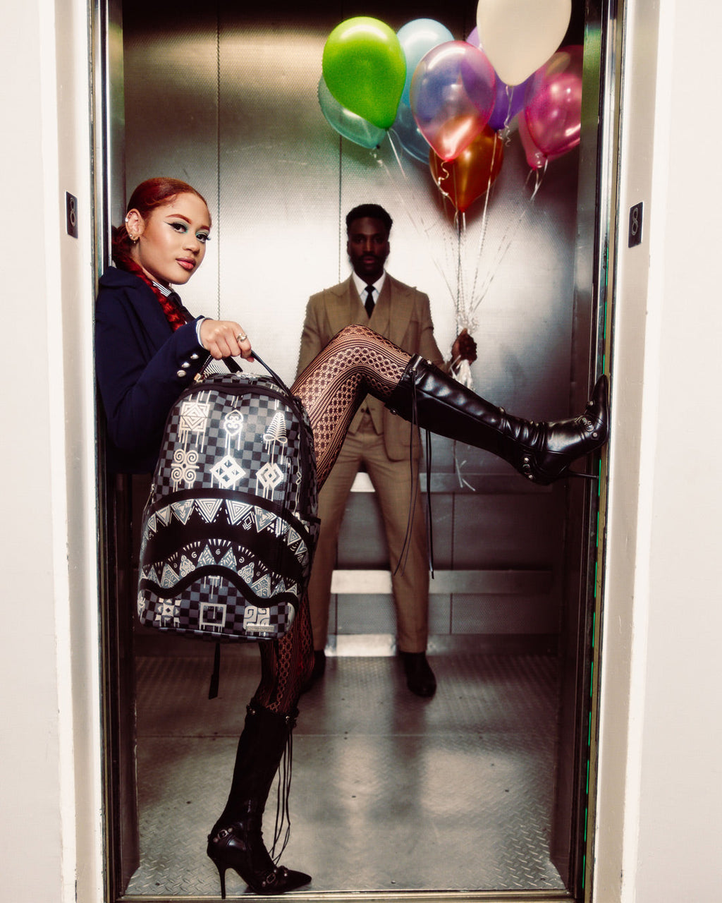 SPRAYGROUND AFRICAN INTELLIGENCE 9 POWER GLYPHICS BACKPACK - SANDFLOWER COLLAB