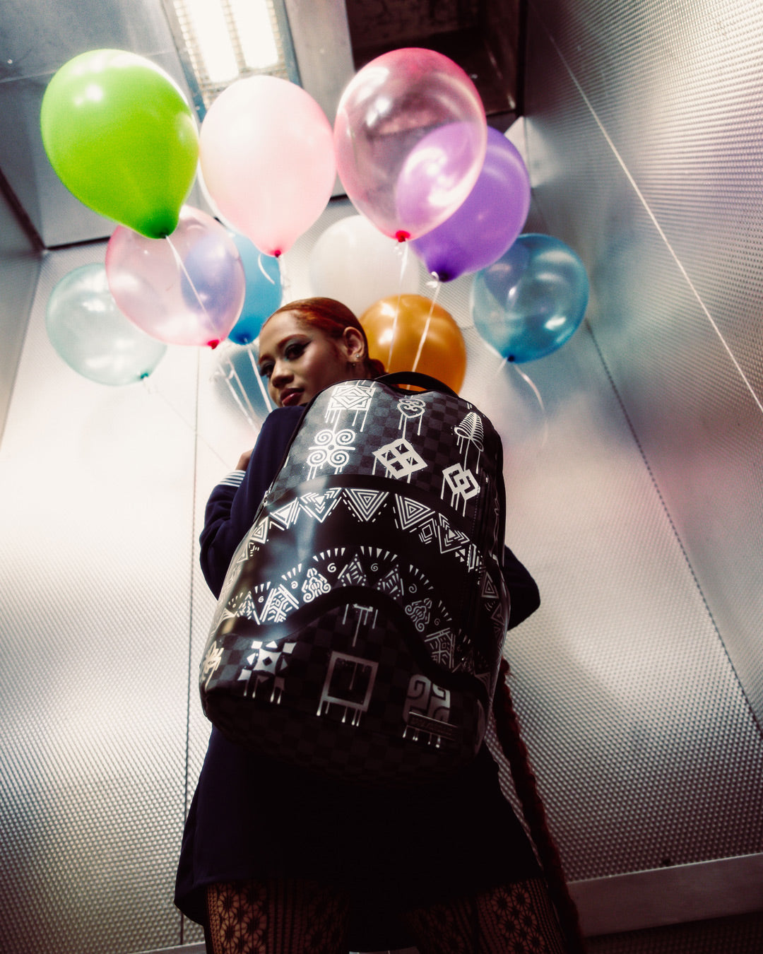 SPRAYGROUND AFRICAN INTELLIGENCE 9 POWER GLYPHICS BACKPACK - SANDFLOWER COLLAB