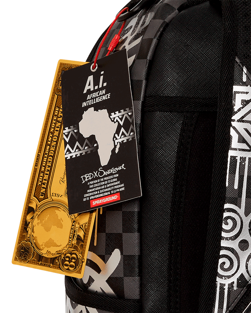 SPRAYGROUND AFRICAN INTELLIGENCE 9 POWER GLYPHICS BACKPACK - SANDFLOWER COLLAB