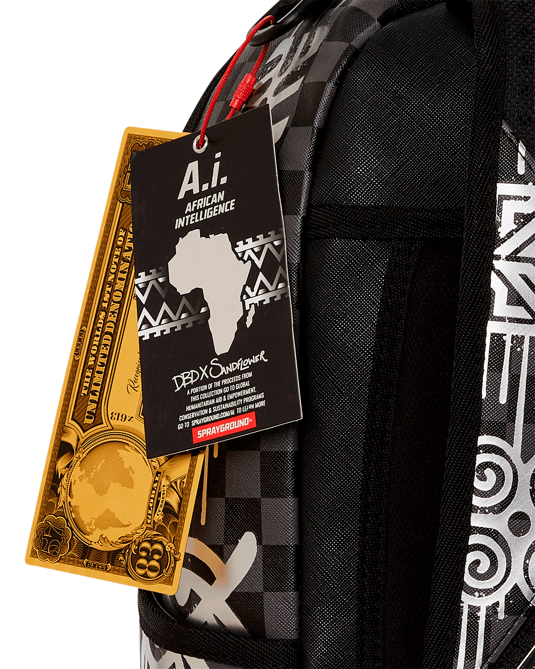 SPRAYGROUND AFRICAN INTELLIGENCE 9 POWER GLYPHICS BACKPACK - SANDFLOWER COLLAB
