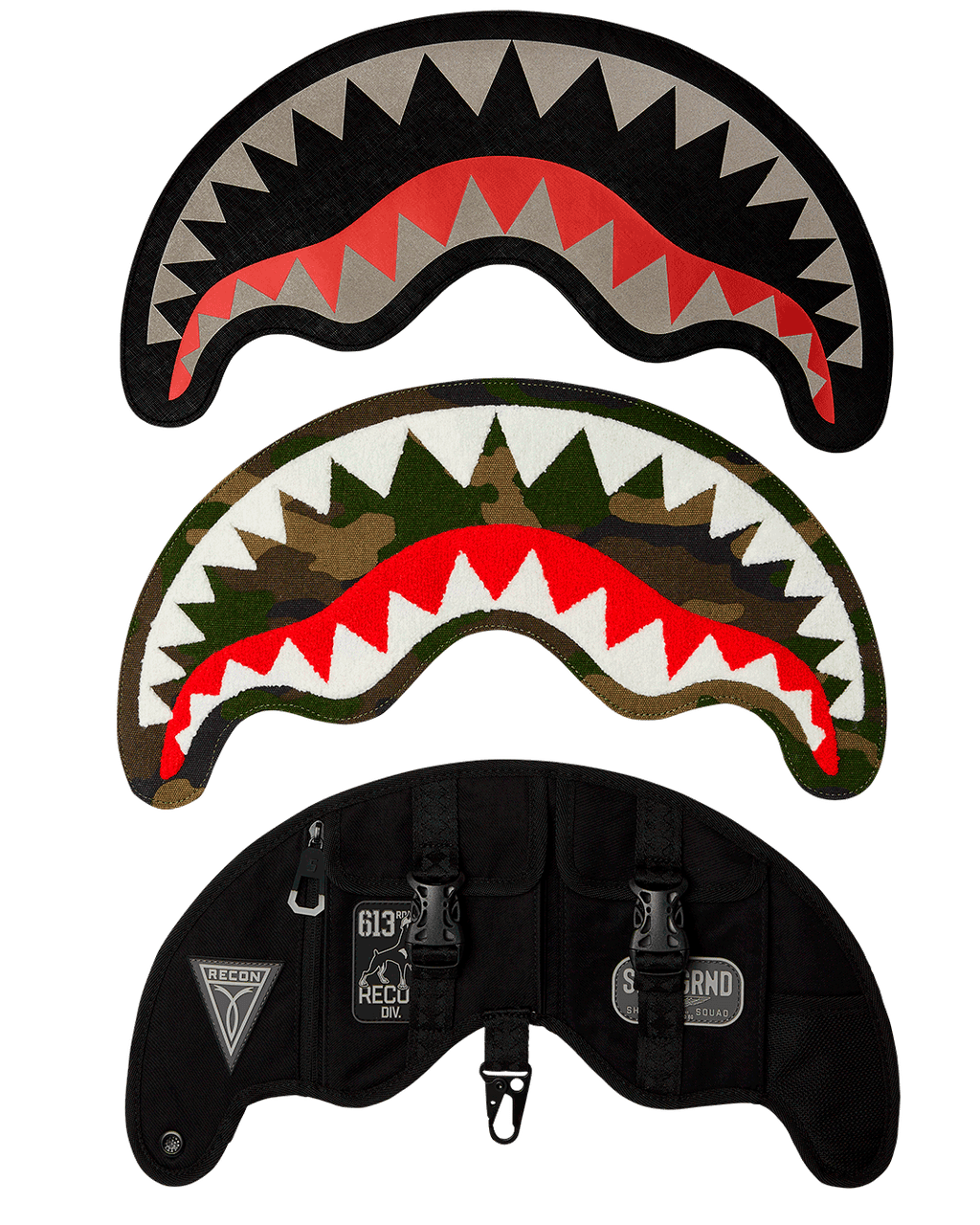SPRAYGROUND VELCRO SHARK - 3 INTERCHANGEABLE SHARKS BACKPACK (DLXV)