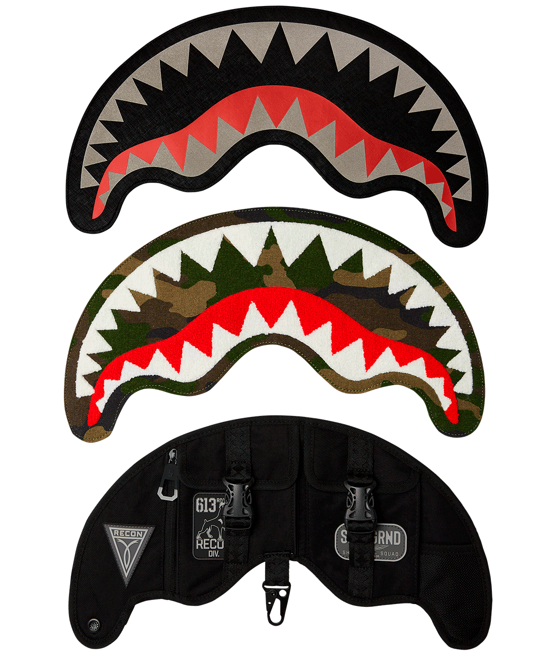 SPRAYGROUND VELCRO SHARK - 3 INTERCHANGEABLE SHARKS BACKPACK (DLXV)