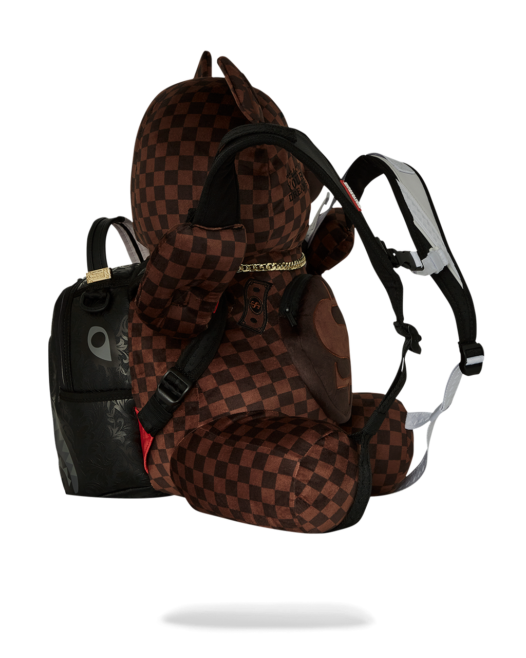 SPRAYGROUND BEAR WEARING BACKPACK AS A BACKPACK