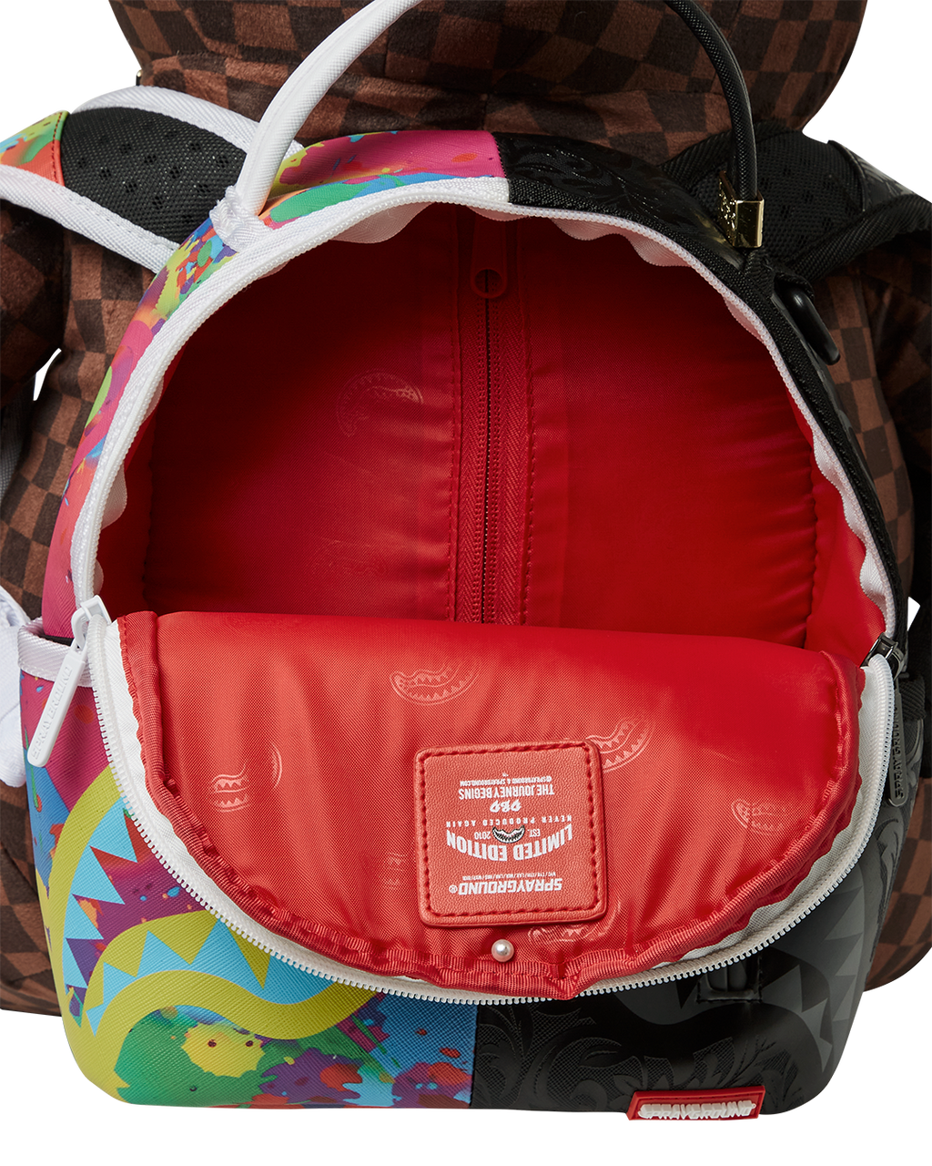 SPRAYGROUND BEAR WEARING BACKPACK AS A BACKPACK