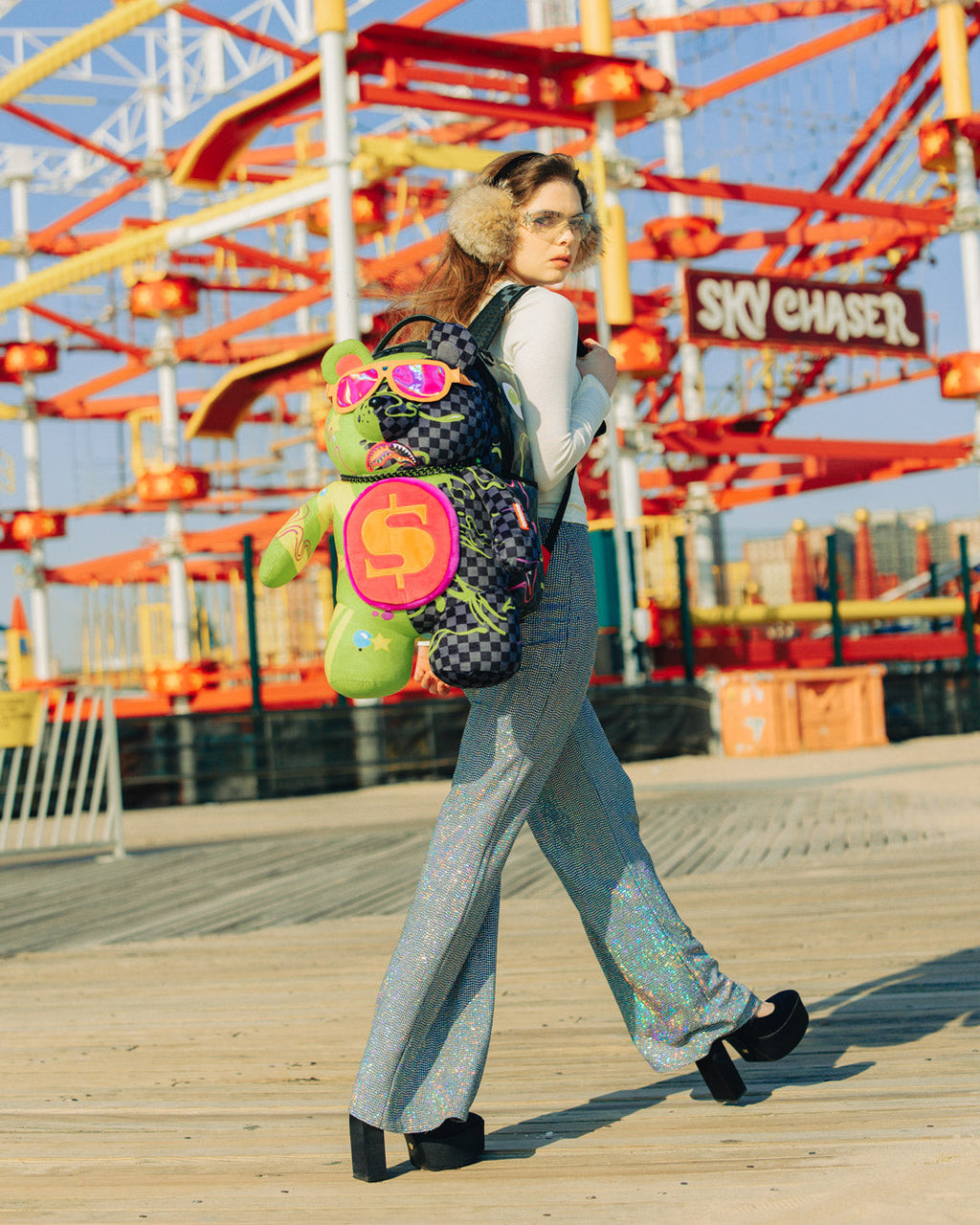 SPRAYGROUND SLIME DIME MONEYBEAR TEDDYBEAR ON BACKPACK