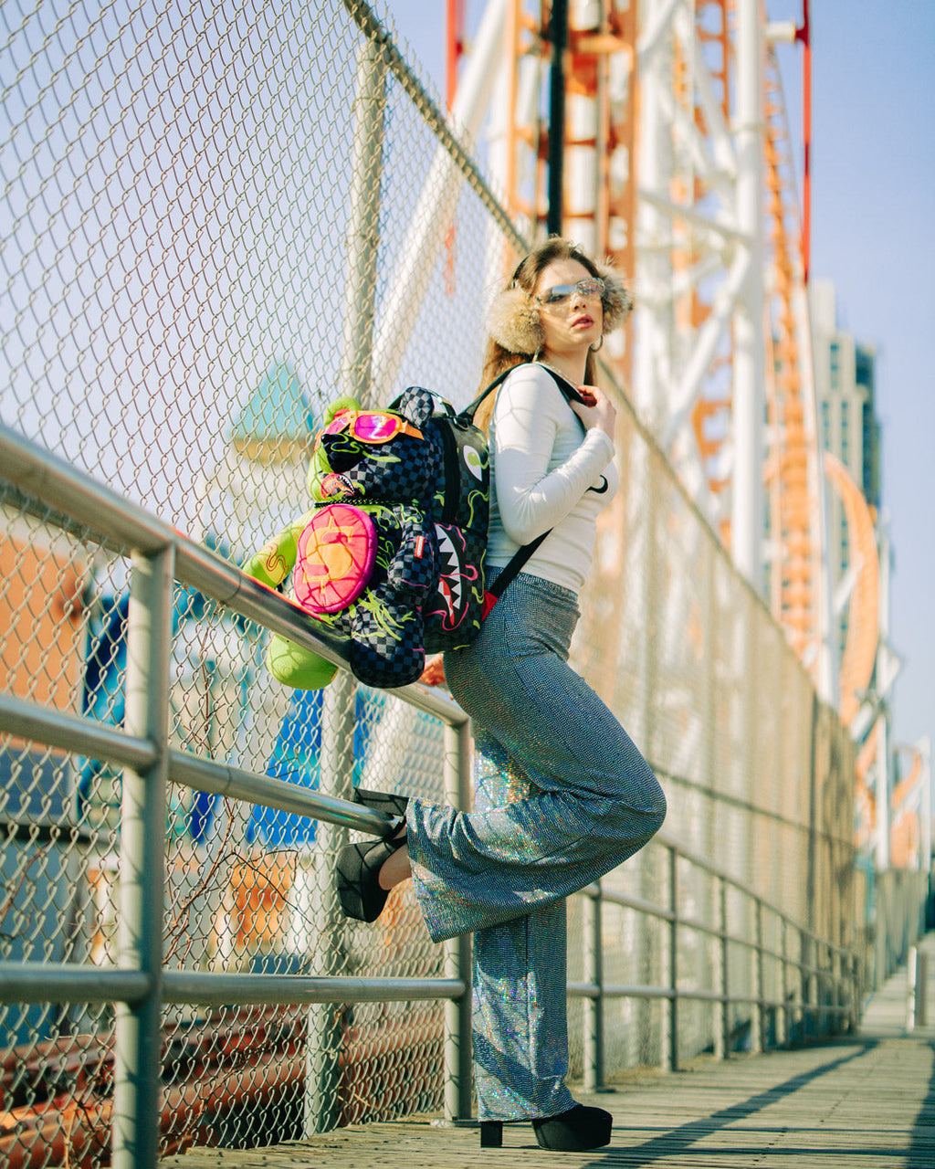 SPRAYGROUND SLIME DIME MONEYBEAR TEDDYBEAR ON BACKPACK
