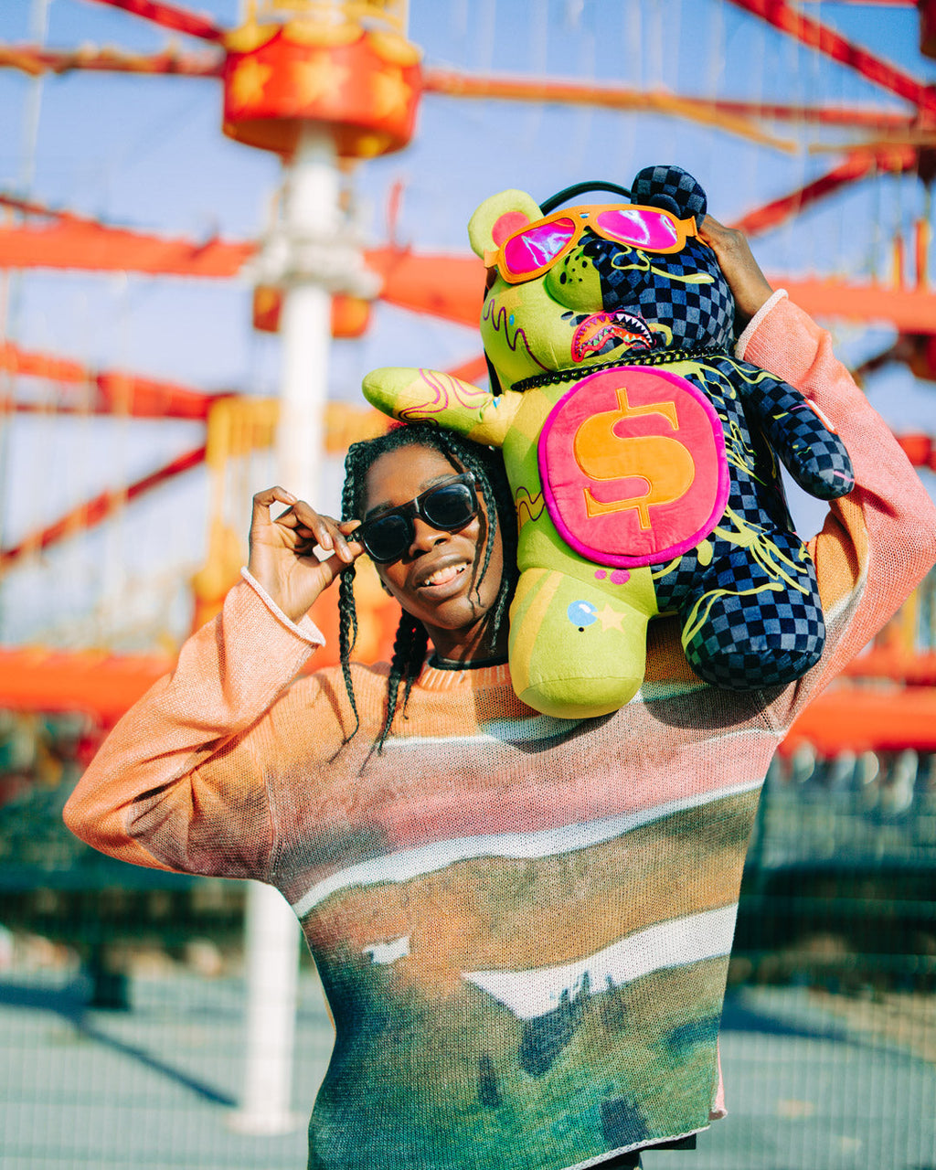 SPRAYGROUND SLIME DIME MONEYBEAR TEDDYBEAR ON BACKPACK