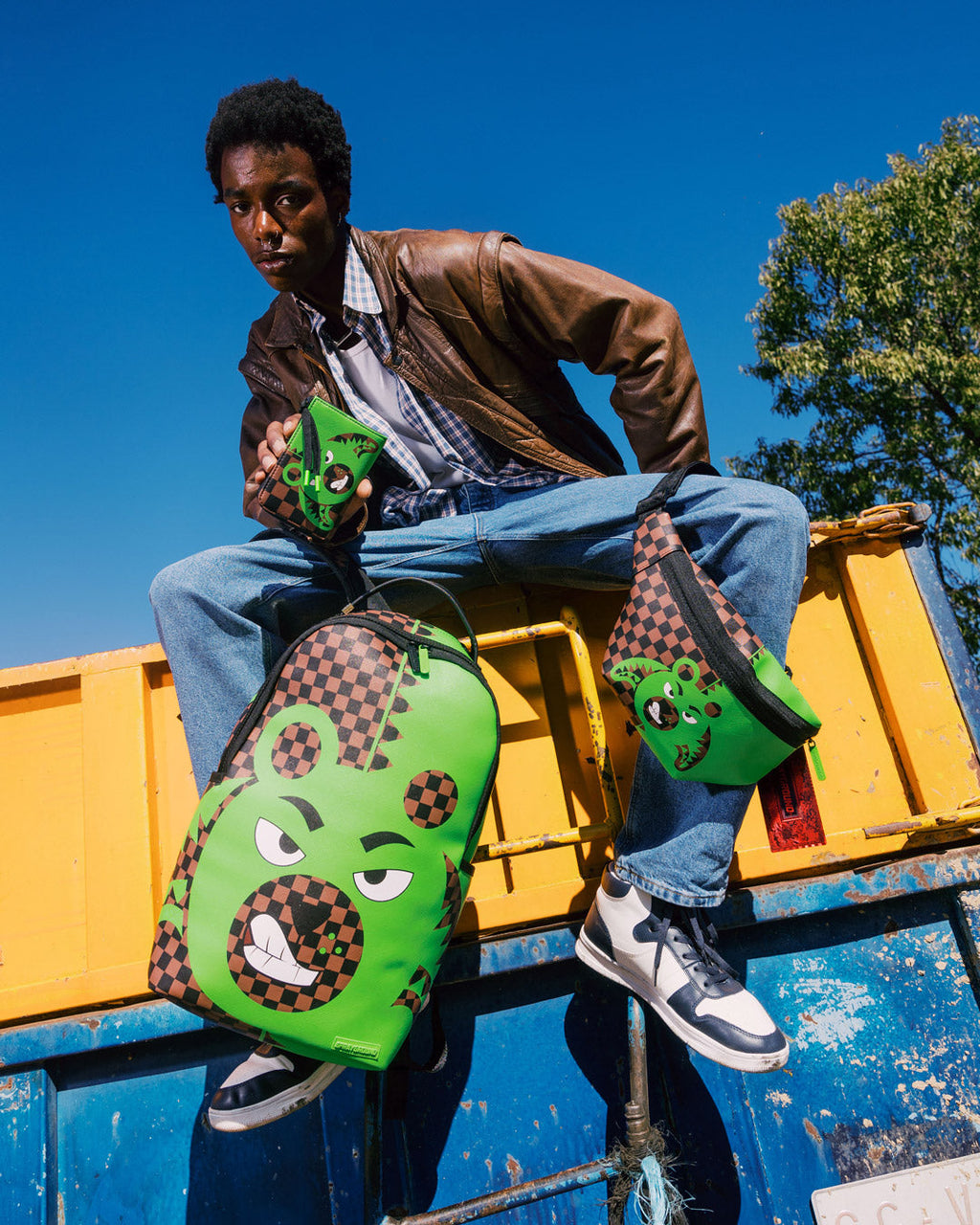 SPRAYGROUND GREEN MONEY BEAR DLXSV BACKPACK