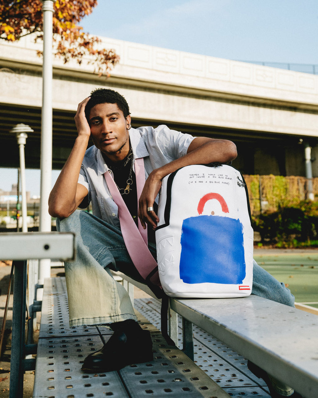 SPRAYGROUND KEITH HARING BIG BLUE PURSE ART BACKPACK