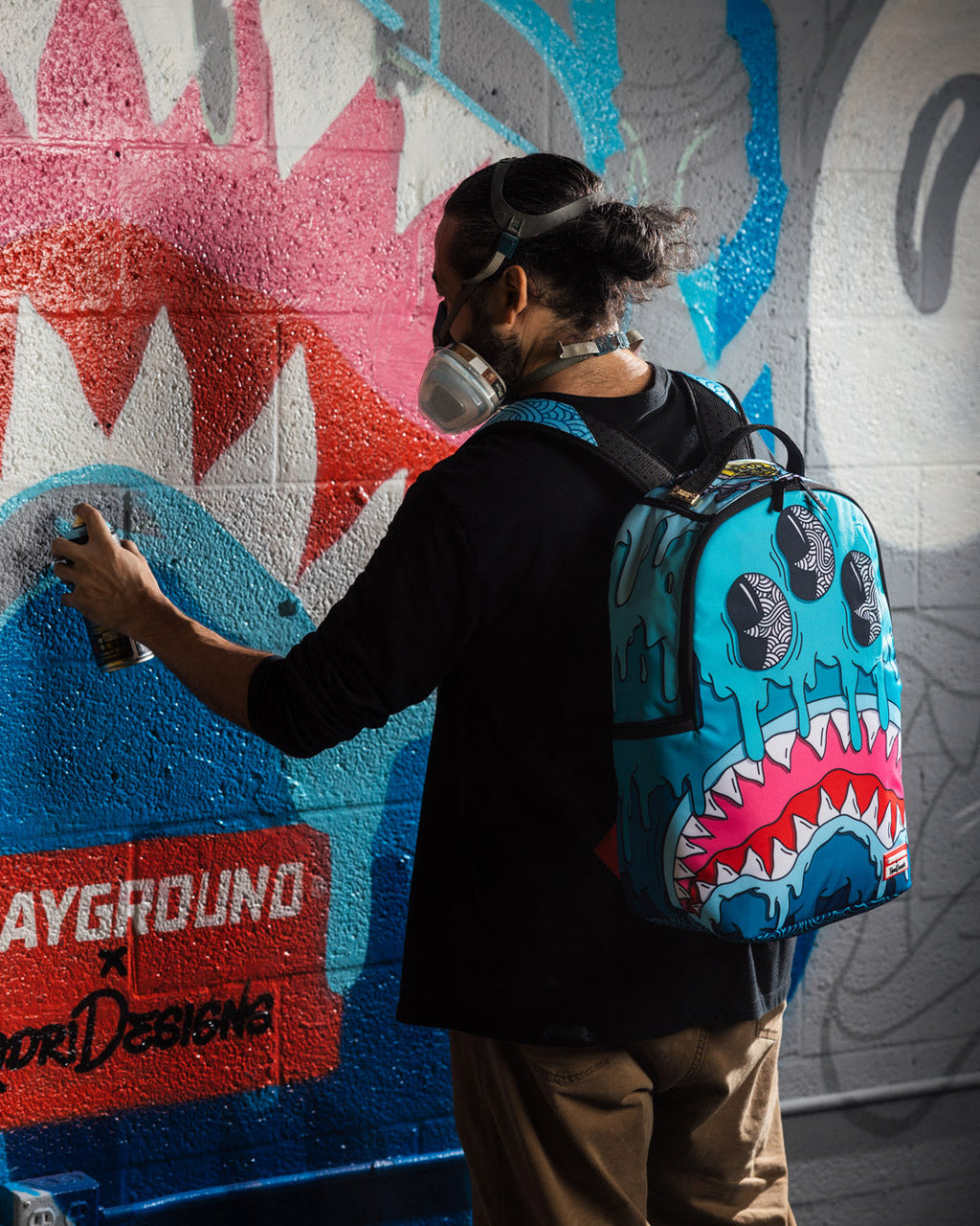 SPRAYGROUND JORGE RODRIGUEZ THE ARTIST COLLAB DRIPS SHARKS BACKPACK