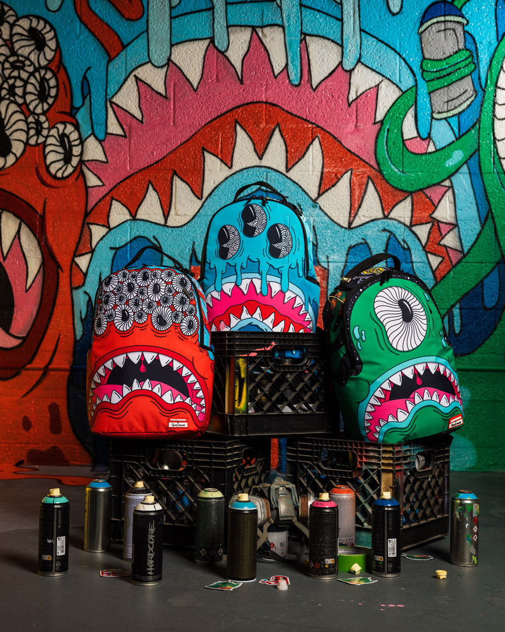 SPRAYGROUND JORGE RODRIGUEZ THE ARTIST COLLAB DRIPS SHARKS BACKPACK