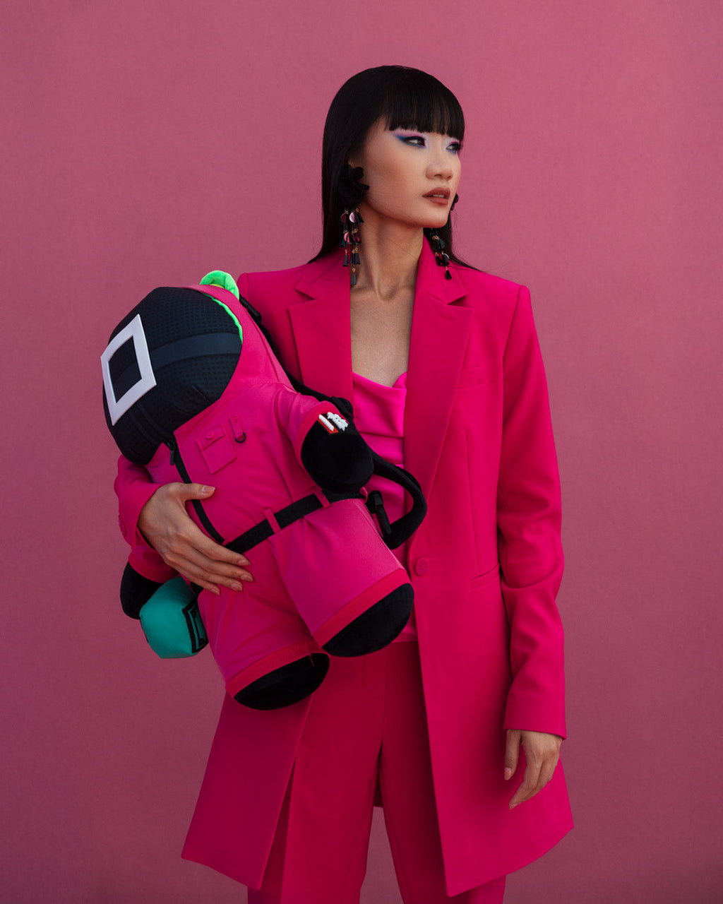 SPRAYGROUND SQUID GAME COLLAB PINK SOLDIERS BEAR BACKPACK