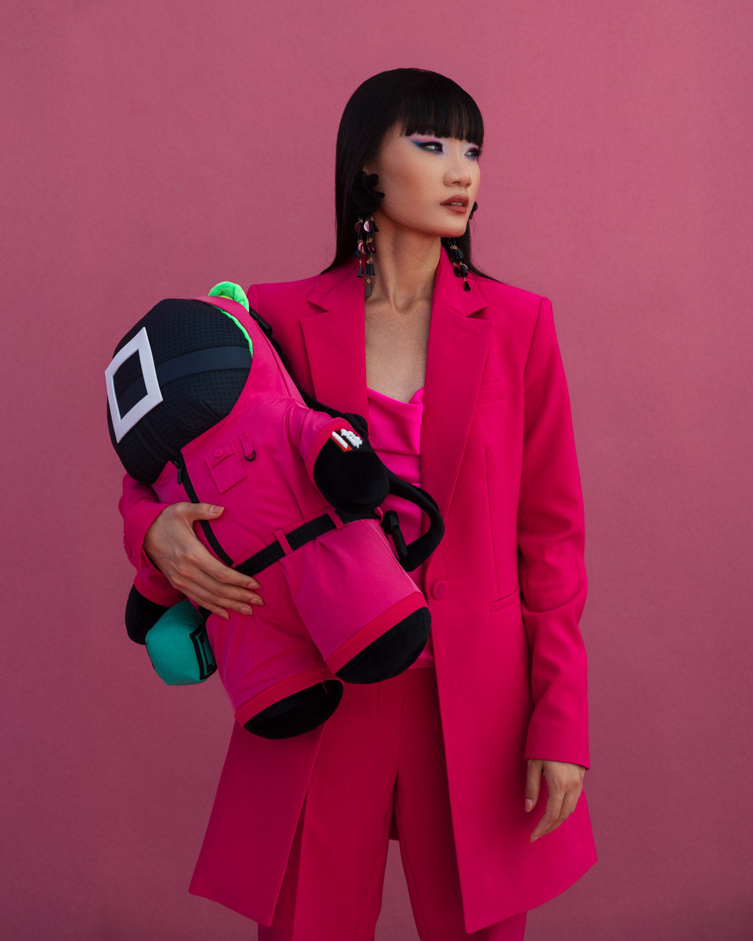 SPRAYGROUND SQUID GAME COLLAB PINK SOLDIERS BEAR BACKPACK