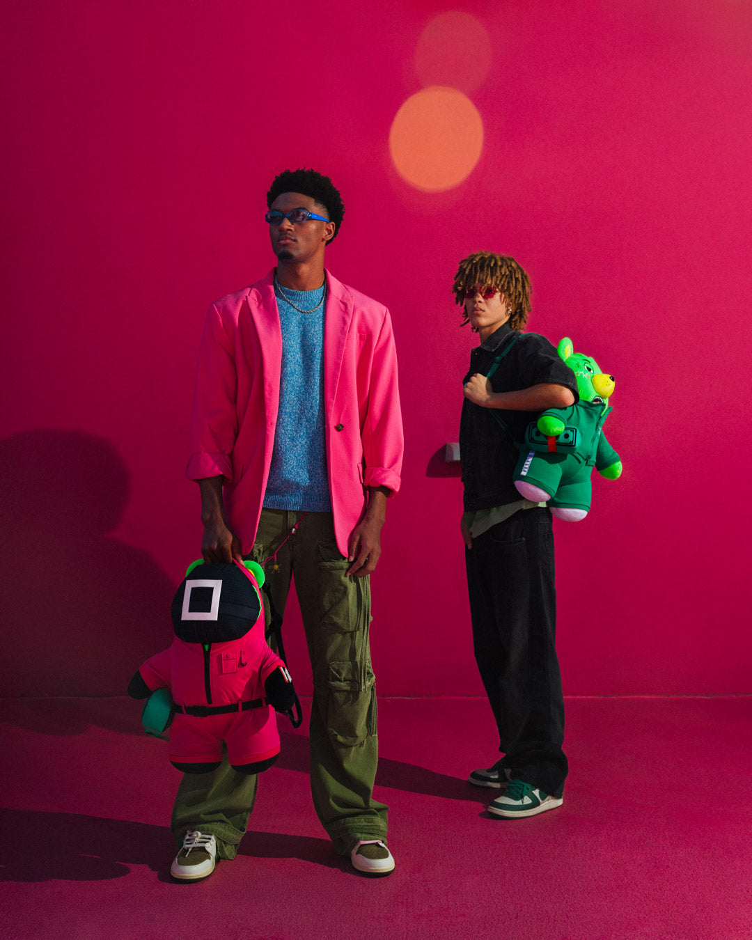 SPRAYGROUND SQUID GAME COLLAB PINK SOLDIERS BEAR BACKPACK