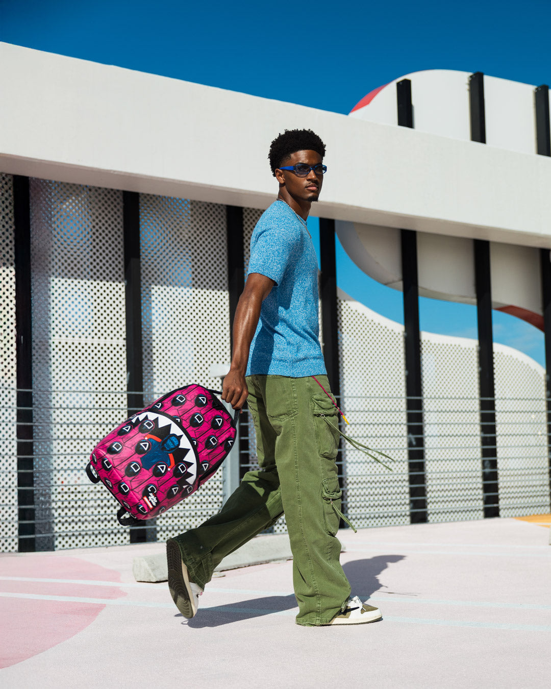 SPRAYGROUND SQUID GAME COLLAB FRONT MAN & PINK GUARD SHARKS BACKPACK
