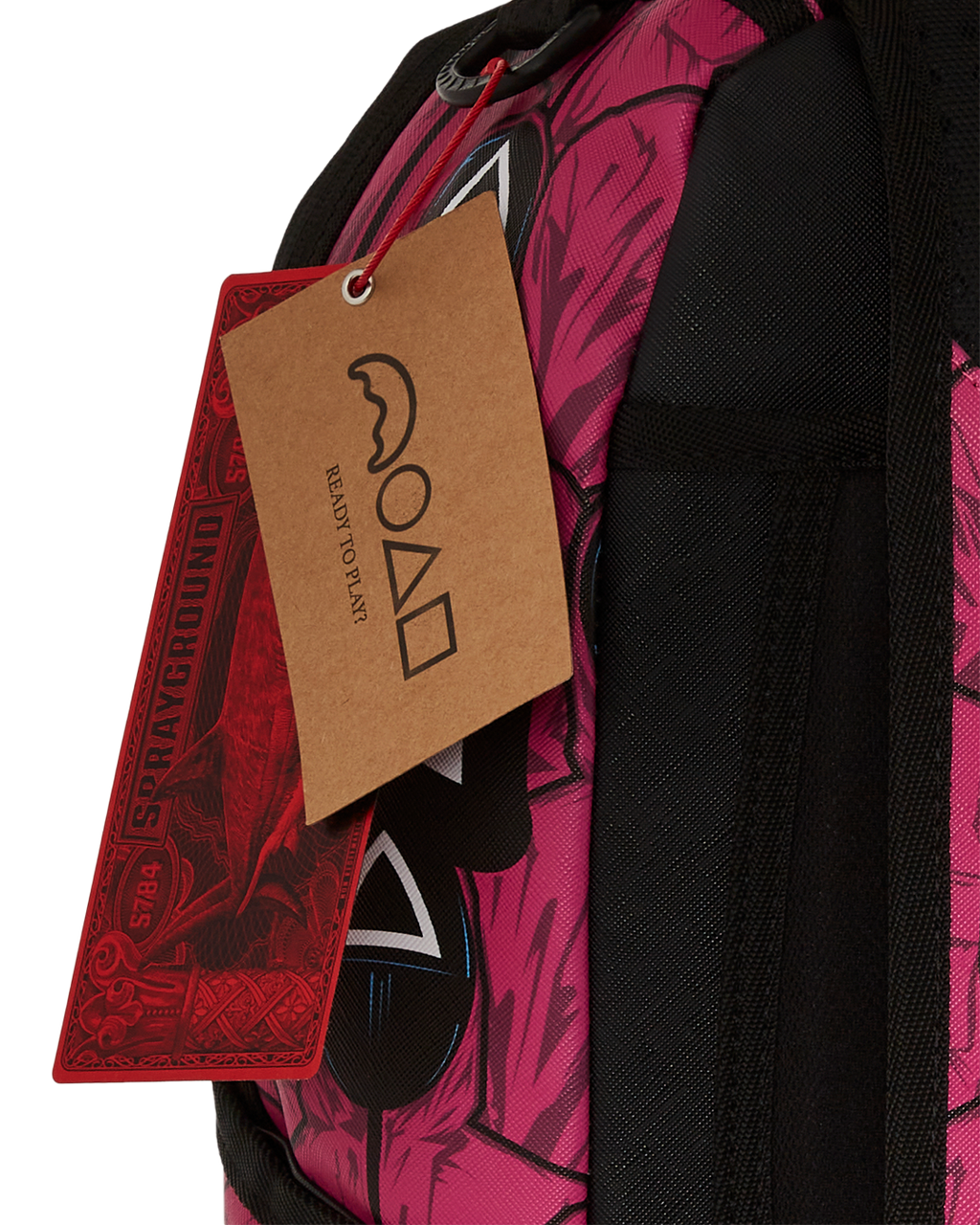 SPRAYGROUND SQUID GAME COLLAB FRONT MAN & PINK GUARD SHARKS BACKPACK