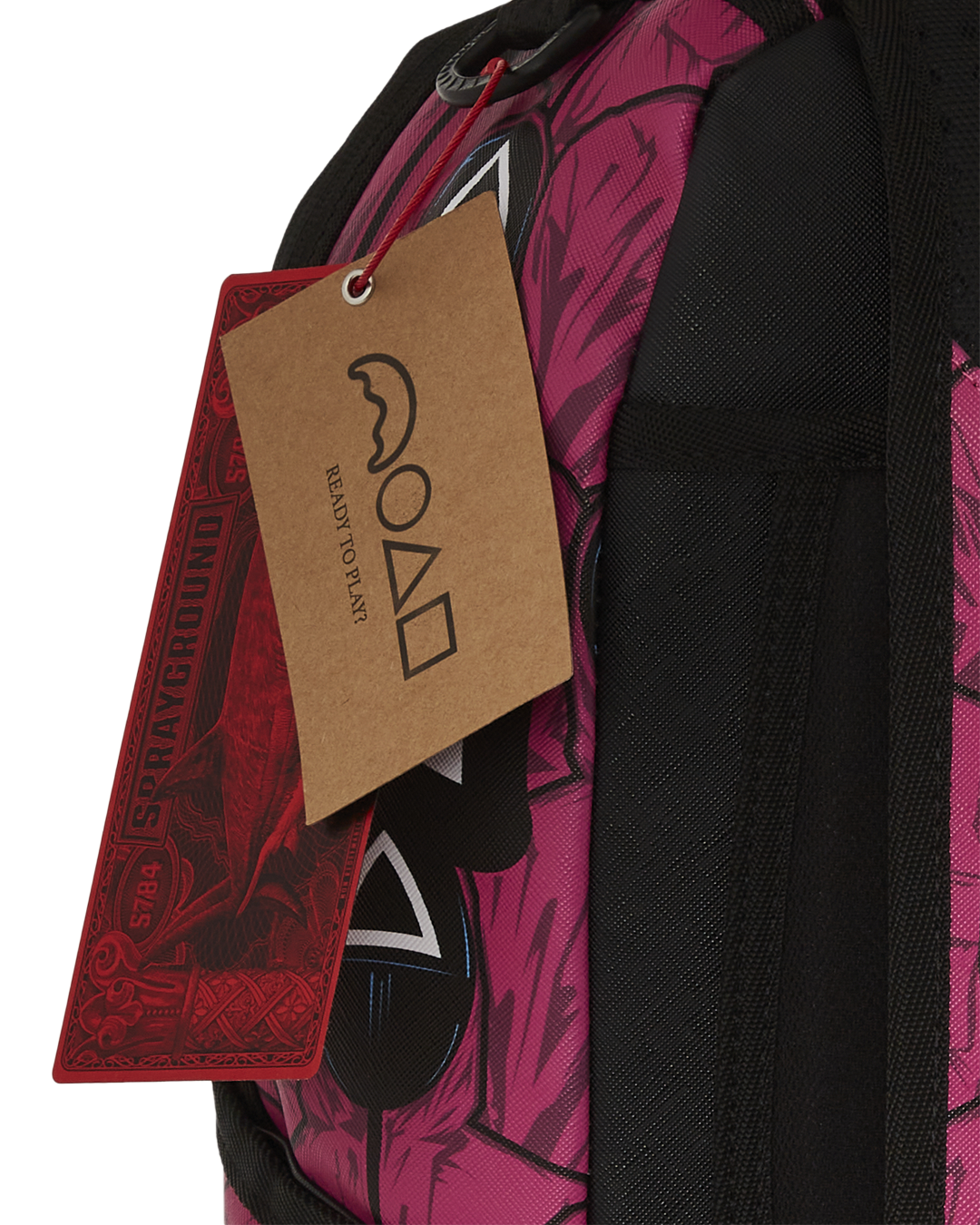 SPRAYGROUND SQUID GAME COLLAB FRONT MAN & PINK GUARD SHARKS BACKPACK