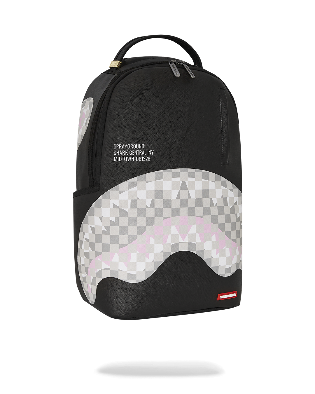 SPRAYGROUND SHARK CENTRAL CREAM BLACK CHECK BACKPACK