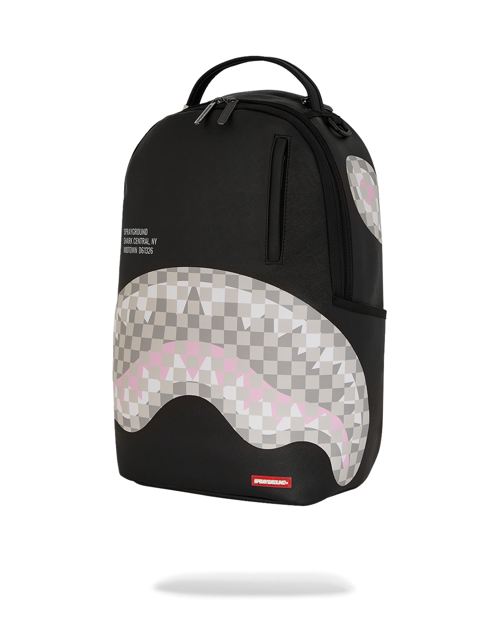 SPRAYGROUND SHARK CENTRAL CREAM BLACK CHECK BACKPACK