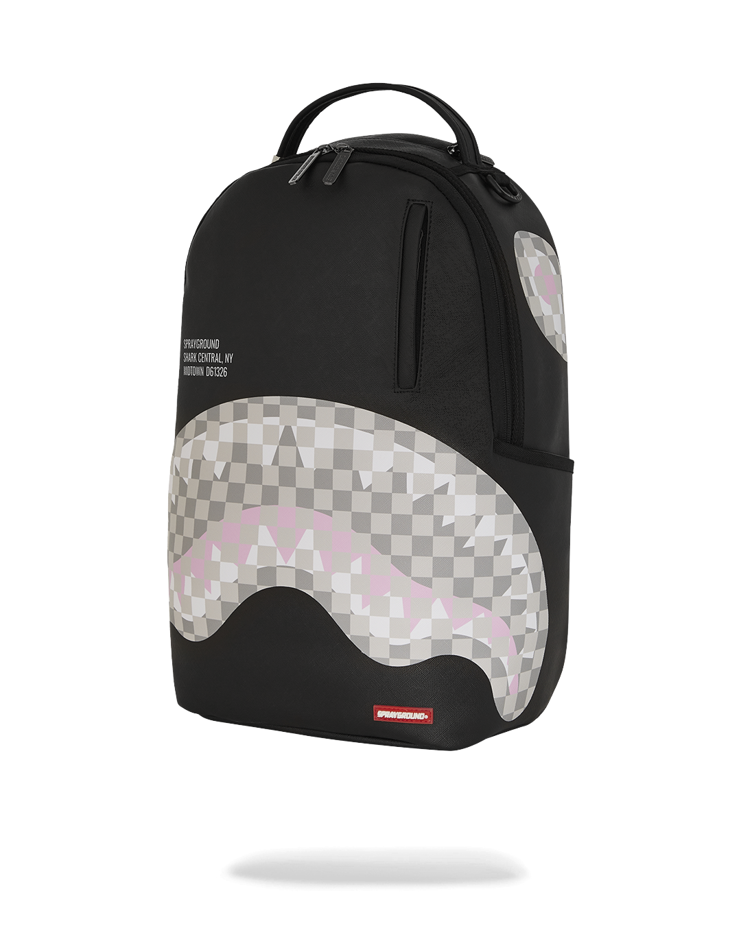 SPRAYGROUND SHARK CENTRAL CREAM BLACK CHECK BACKPACK