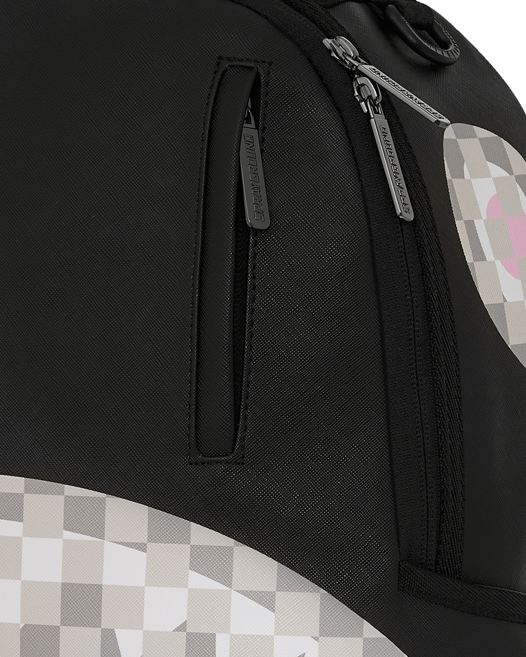 SPRAYGROUND SHARK CENTRAL CREAM BLACK CHECK BACKPACK