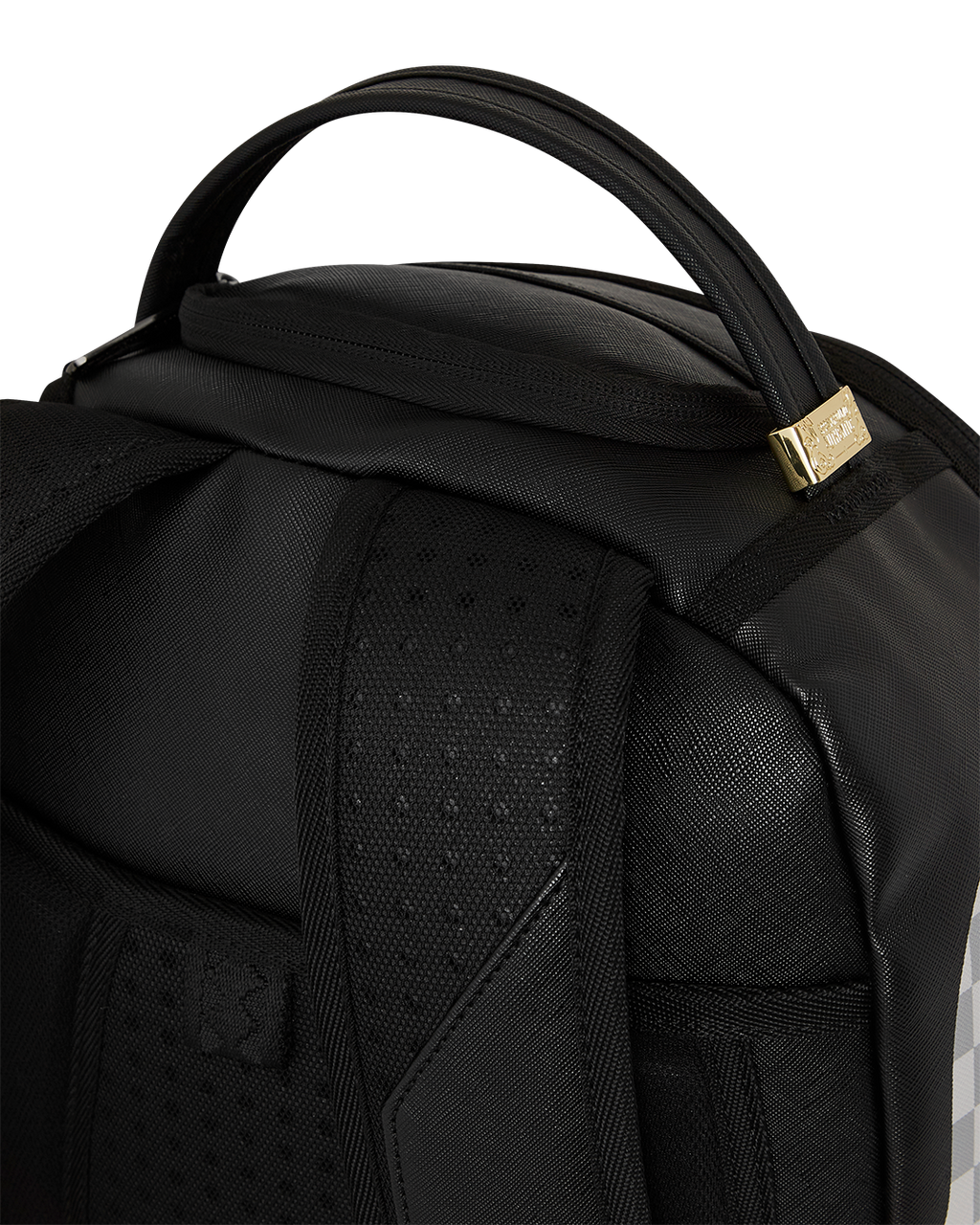 SPRAYGROUND SHARK CENTRAL CREAM BLACK CHECK BACKPACK