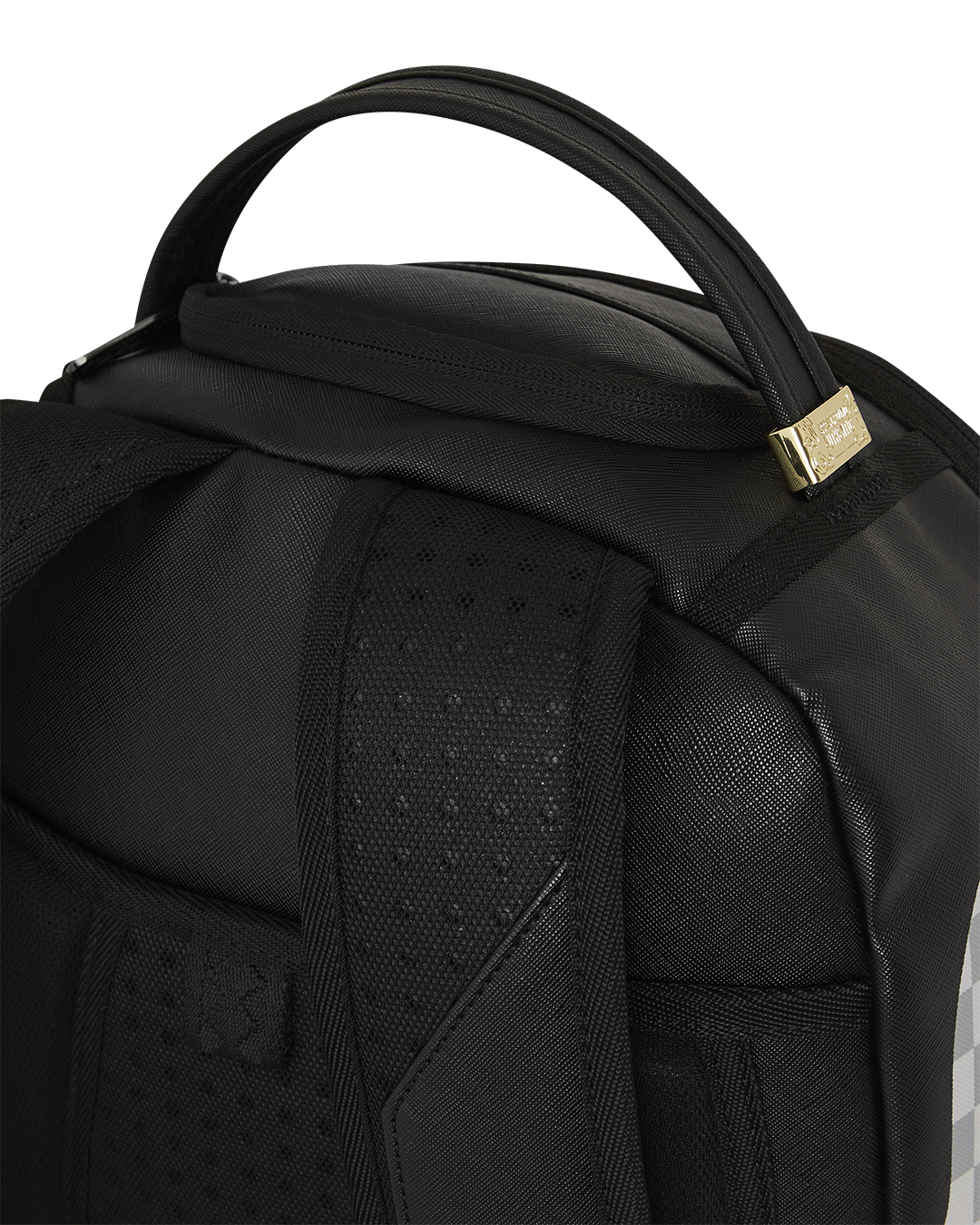 SPRAYGROUND SHARK CENTRAL CREAM BLACK CHECK BACKPACK