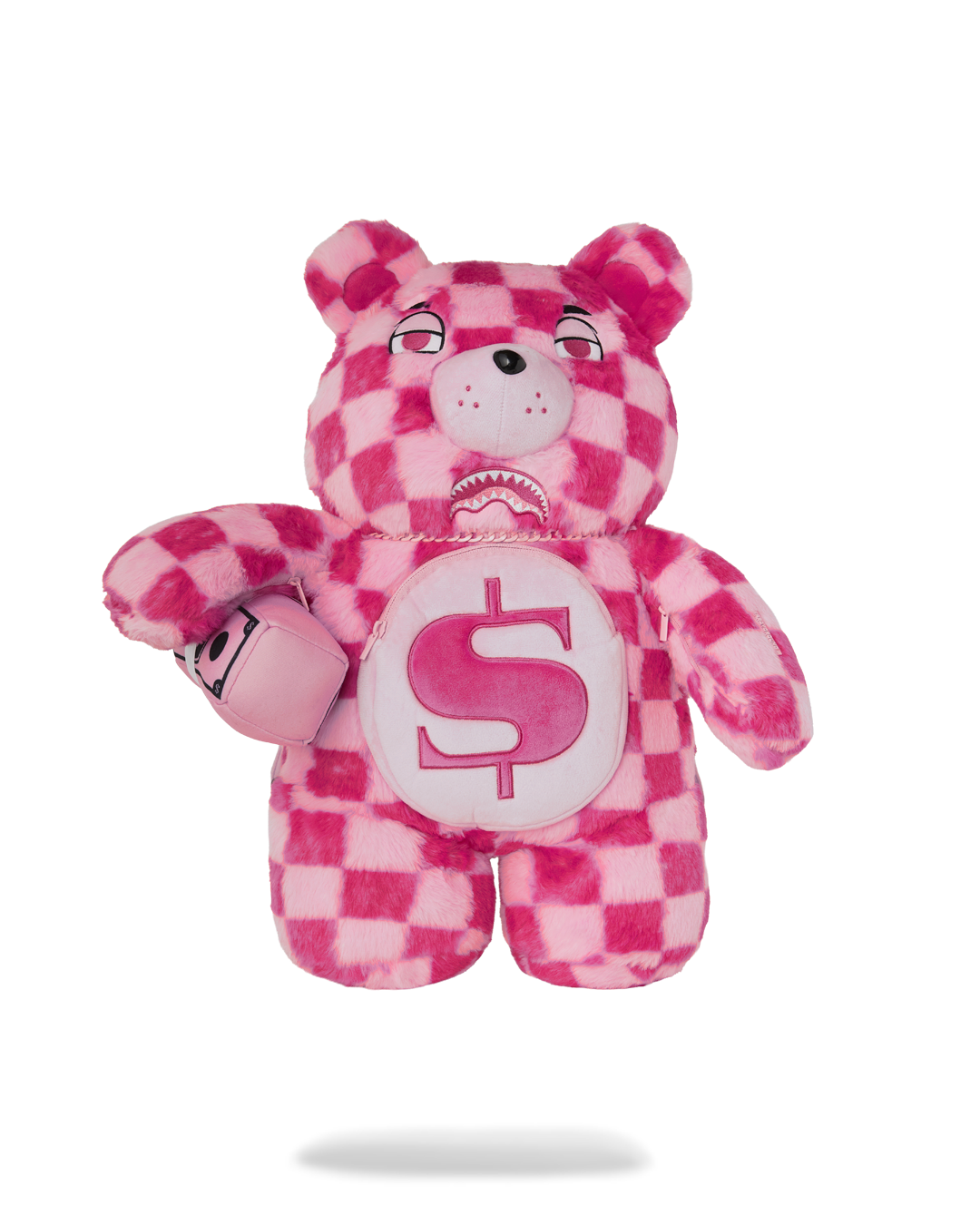 SPRAYGROUND FURZILLA SHARK (PINK CHECK) MONEYBEAR BACKPACK
