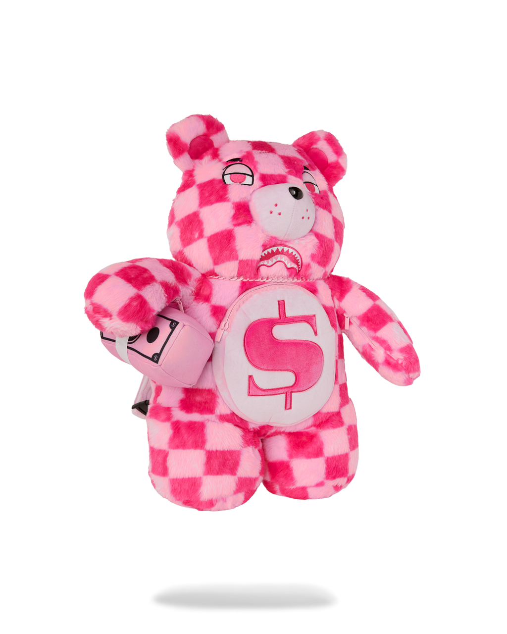 SPRAYGROUND FURZILLA SHARK (PINK CHECK) MONEYBEAR BACKPACK