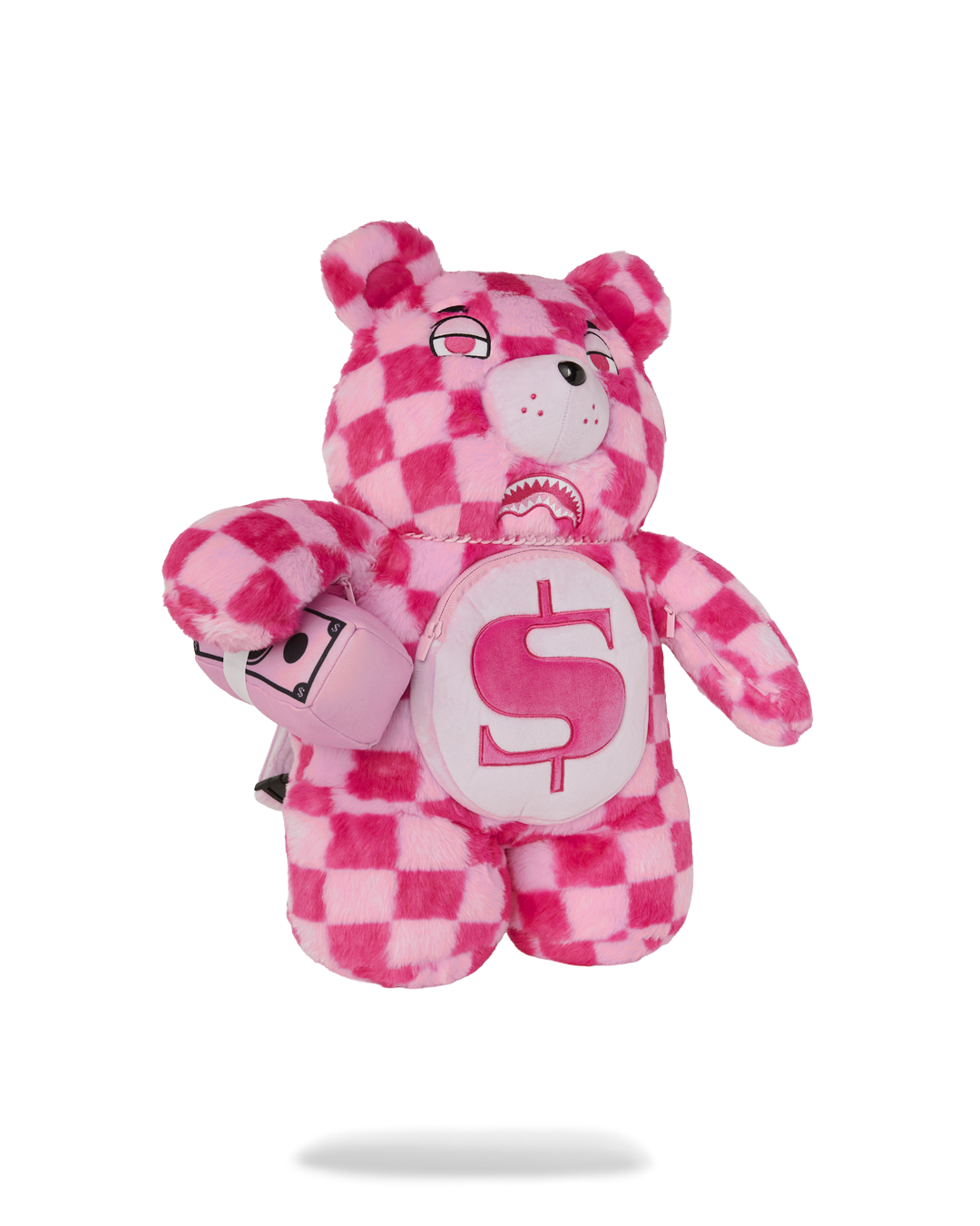 SPRAYGROUND FURZILLA SHARK (PINK CHECK) MONEYBEAR BACKPACK