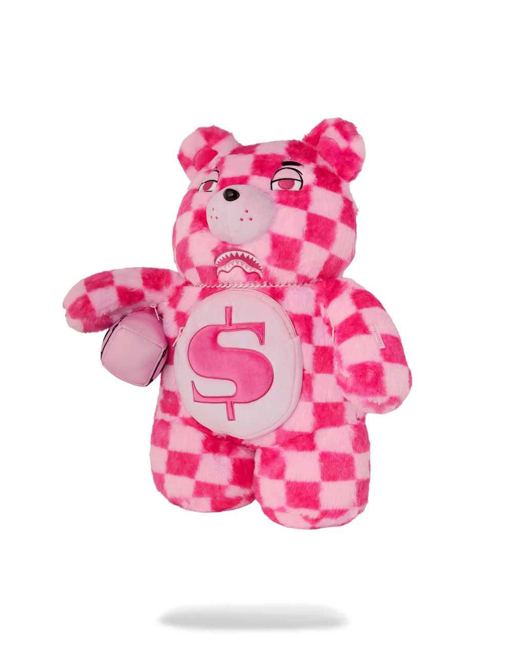 SPRAYGROUND FURZILLA SHARK (PINK CHECK) MONEYBEAR BACKPACK