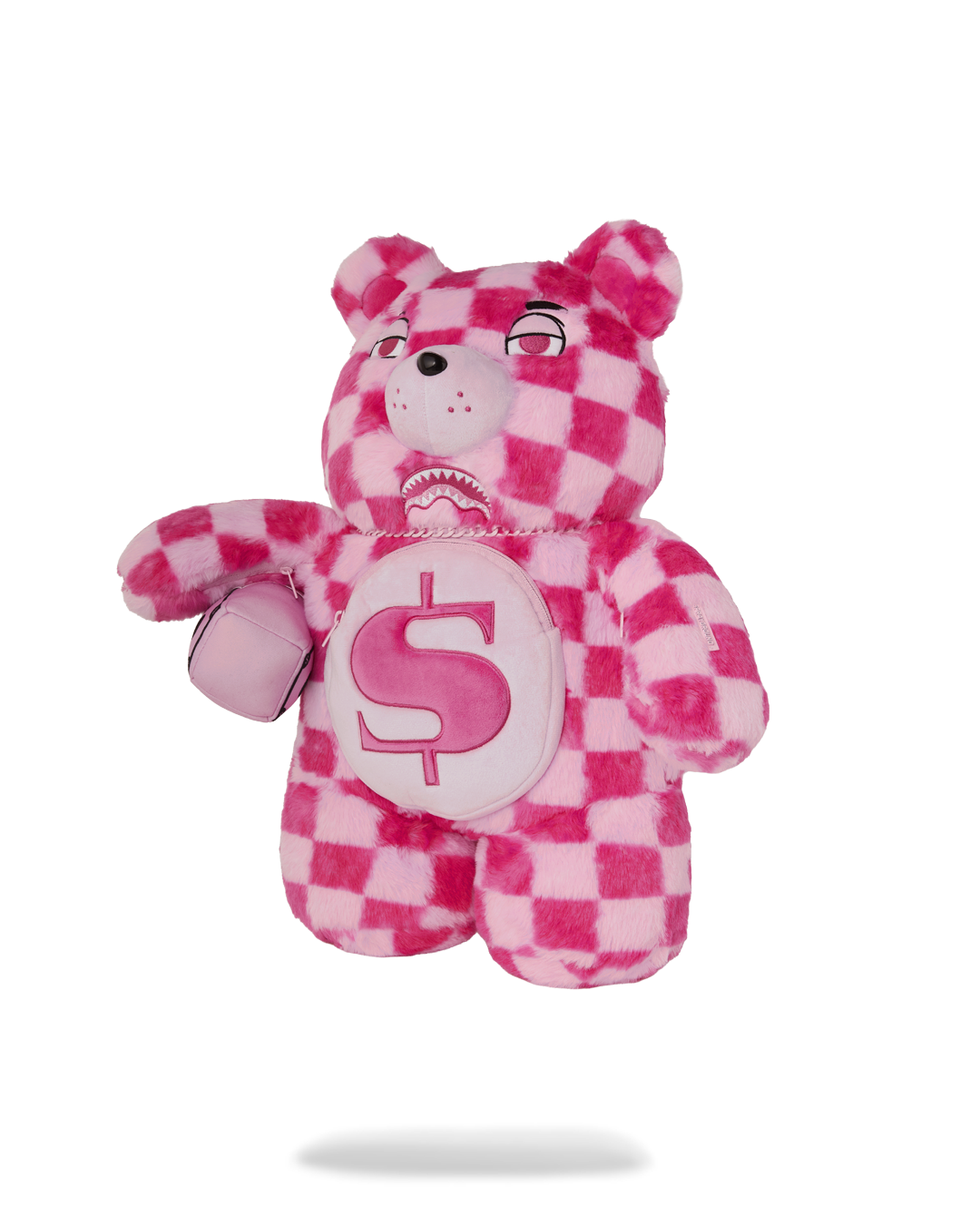 SPRAYGROUND FURZILLA SHARK (PINK CHECK) MONEYBEAR BACKPACK