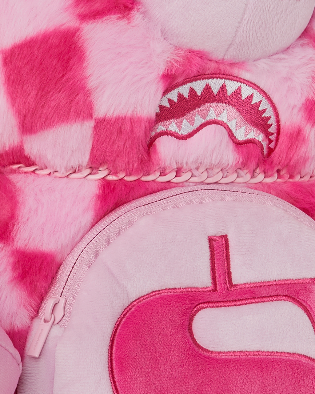 SPRAYGROUND FURZILLA SHARK (PINK CHECK) MONEYBEAR BACKPACK