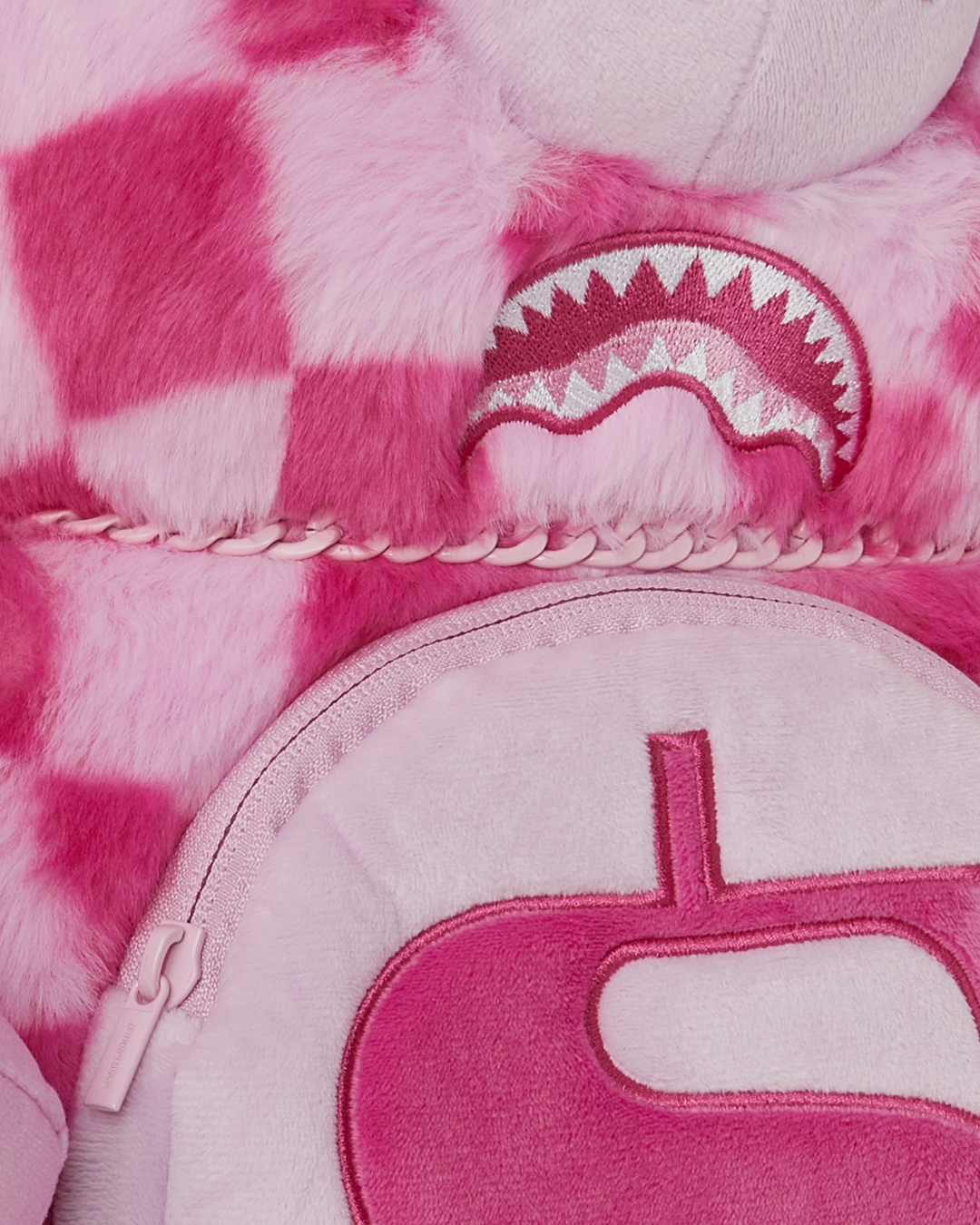 SPRAYGROUND FURZILLA SHARK (PINK CHECK) MONEYBEAR BACKPACK