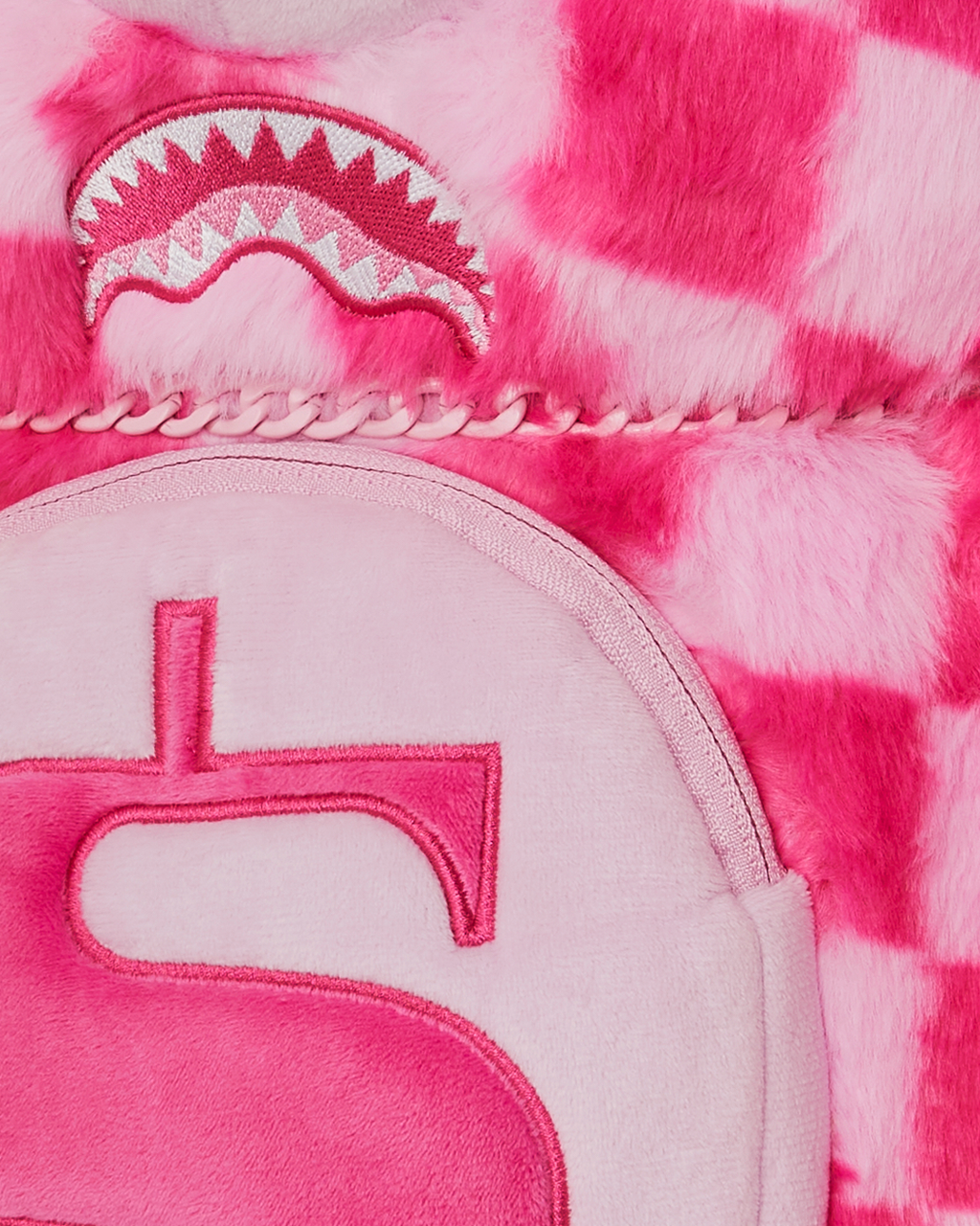 SPRAYGROUND FURZILLA SHARK (PINK CHECK) MONEYBEAR BACKPACK