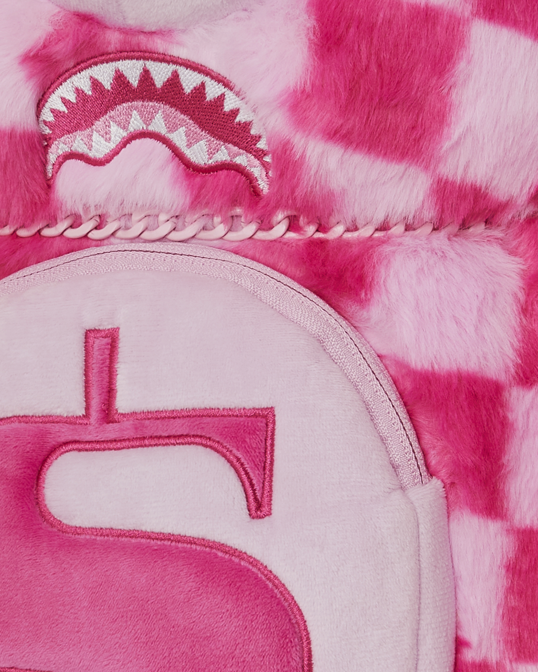 SPRAYGROUND FURZILLA SHARK (PINK CHECK) MONEYBEAR BACKPACK