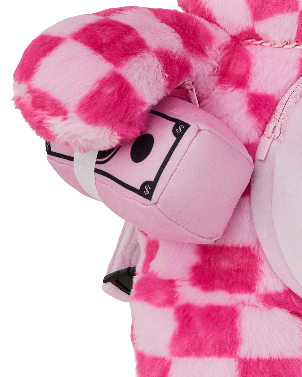 SPRAYGROUND FURZILLA SHARK (PINK CHECK) MONEYBEAR BACKPACK