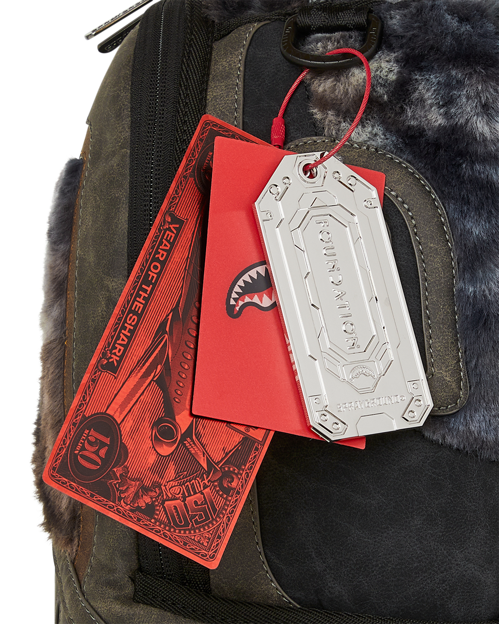 SPRAYGROUND FOUNDATION DAYS FUR COAT SHARK BACKPACK