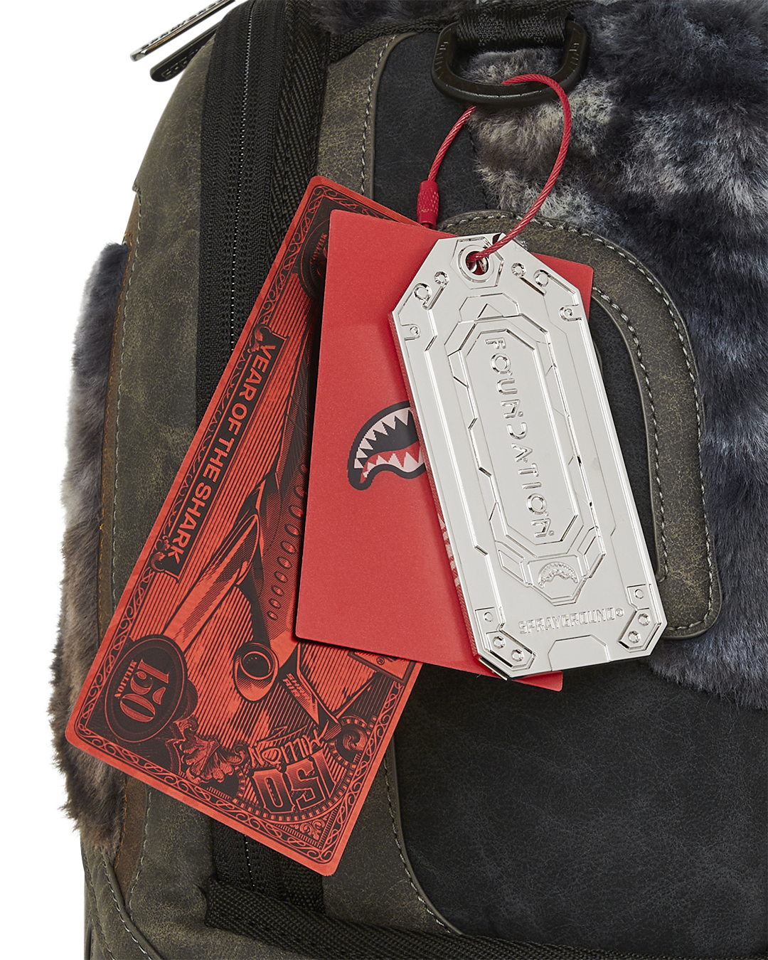 SPRAYGROUND FOUNDATION DAYS FUR COAT SHARK BACKPACK
